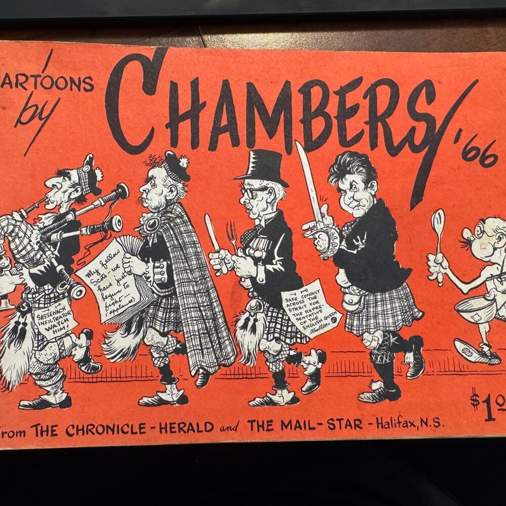 VINTAGE CARTOON BOOK CIRCA 1966 - CARTOONS BY CHAMBERS - CANADIAN COLLECTIBLE